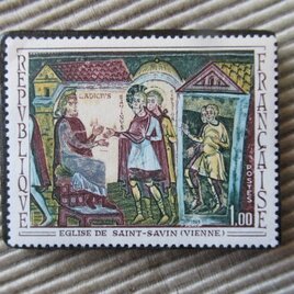 フランス　美術　切手ブローチ9697の画像