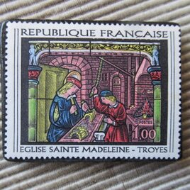 フランス　美術　切手ブローチ9699の画像