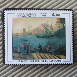 フランス　美術　切手ブローチ9705の画像