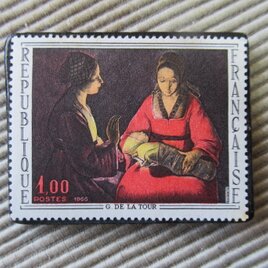 フランス　美術　切手ブローチ9708の画像