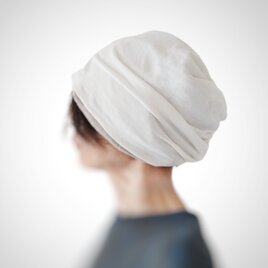 ターバンな帽子　ナチュラル＋白　送料無料の画像