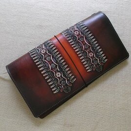 トラベラーズノートカバー　牛革、刻印＆拭き染め　カードポケット付き　の画像