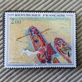 フランス　美術　切手ブローチ9712の画像