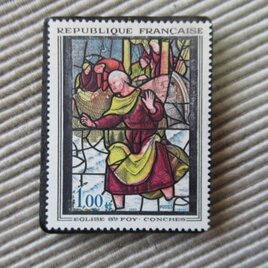 フランス　美術　切手ブローチ9716の画像