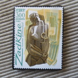 フランス　美術　切手ブローチ9721の画像