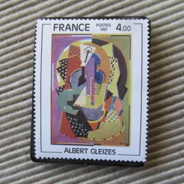 フランス　美術　切手ブローチ9724の画像