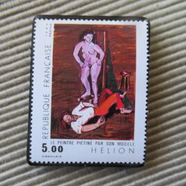 フランス　美術　切手ブローチ9732の画像
