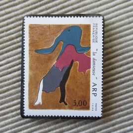 フランス　美術　切手ブローチ9735の画像