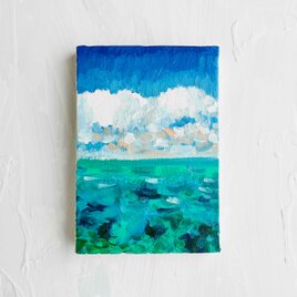 原画「エメナルドグリーンの海　2」サムホール・油彩の画像