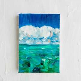 原画「エメナルドグリーンの海　3」サムホール・油彩の画像