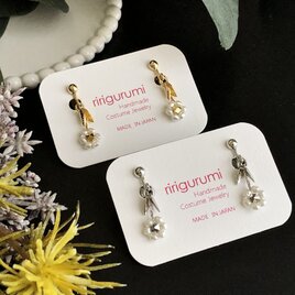 極小バロックパールのデイジーイヤリング【金具変更ＯＫ】