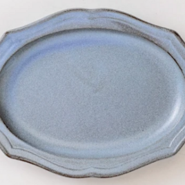 【大特価】【新品】 洋風波紋青海６寸菓子皿 　2枚セット　サイズ：約17.9×12.3×H2.0cm／重量：約191gの画像