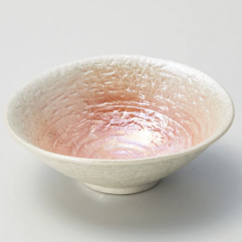 ◆新品◆　加藤六兵衛造 美濃焼桃釉白粉引き並平茶碗 1個のサイズ/約φ12.7×4.5cmの画像