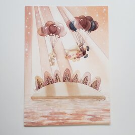 水彩画原画『浮かぶ風船Boy』の画像