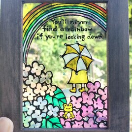 送料無料*ステンドグラス風*虹と紫陽花･励ましの一言･ハンドメイド♪の画像