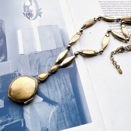NM52-【 MONET 】モネ・ヴィンテージネックレス 1970〜80s Locket Pendant Necklaceの画像