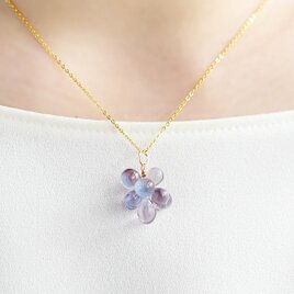 【ネックレス・40cm+アジャスター】夜明け前の空 くすみカラー 紫陽花の画像