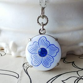 ヴィンテージ　涼し気なBlue-flower／Sapphire-Glass　2Wayネックレスの画像