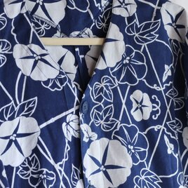 浴衣リメイク　朝顔柄　ダボシャツ　鯉口シャツの画像