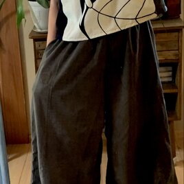 古布グレーグリーンのパンツスカートの画像
