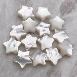 白蝶真珠貝 スター 星 10mm 高品質 ホワイトシェル 1ピース 白 本真珠 干渉色 ルース 素材 パーツ ビーズの画像