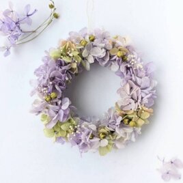 爽やかすみれ色とグリーンのミニリース　の画像