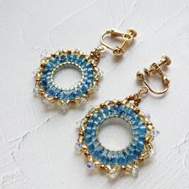 【ビーズキット】すくも藍サークル 金属イヤリング