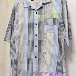 播州織☆Men'sシャツ☆先染めcotton男女兼用の画像