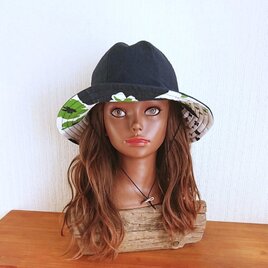 フラワーハット【ネイビー ＆ アイボリー】の画像