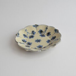 金彩灰泥釉草花紋桔梗渕皿(小)の画像