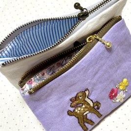 刺繍のファスナーポーチ☆バンビの画像