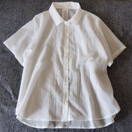 ナチュラルコットンワッシャーの半袖ブラウスの画像