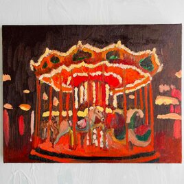 原画「夜のメリーゴーランド」F6・油彩画の画像