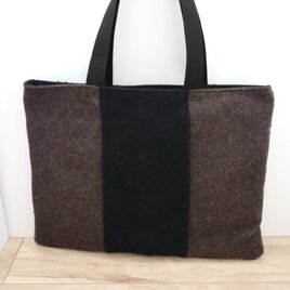 セール✨【送料無料】A4対応　国産ウールのトートバッグ　秋冬　パッチワーク　No.310