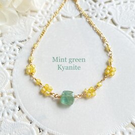 【Mint green Kyanite】14kgf グリーンカイヤナイトのブレスレット　ac/1007の画像