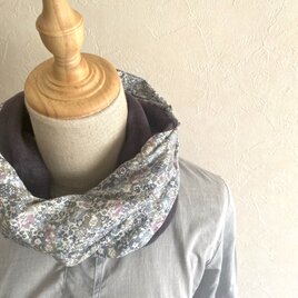 ＊ふんわりスヌード/リネンガーゼ・リバティプリント＊グレー