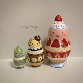 sale中♪  パフェマトちゃん3人組　パフェ形　マトリョーシカ　4,500円→3,800円の画像