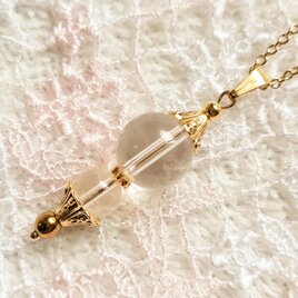 ■天然サシ入り水晶のペンデュラムネックレスペンダントの画像