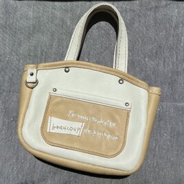 ミニトートバッグ(white × beige)の画像