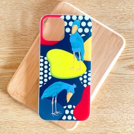 【受注製作品】ハシビロコウのiPhoneケース《Android対応》ハードケース スマホケース 名入れ 動物 鳥 可愛いの画像