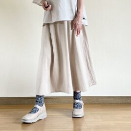 手織りAラインスカート(ベージュ）