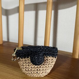 夏の小さなポーチ〜マニラヘンプヤーン⭐︎ブラックの画像