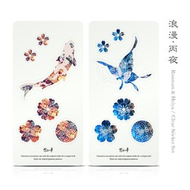 和風 ステッカー2種類セット【クリア/マット加工/合計12カット/スマホケースアレンジ】の画像