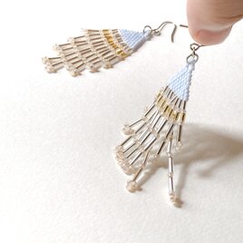 涼しげビーズのフリンジピアス