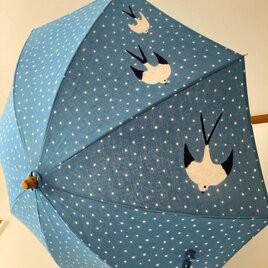 型染め 日傘「空飛ぶつばめ」の画像