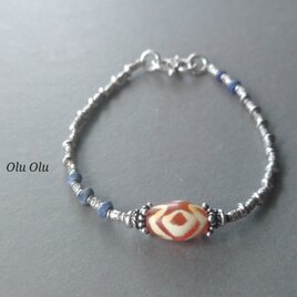 エッチドカーネリアン×ラピスラズリ×カレンシルバーのブレスレットの画像