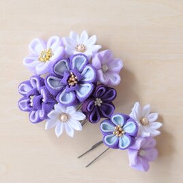 つまみ細工＊髪飾り（青紫：下りなし）の画像