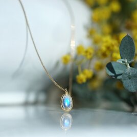 【送料無料】K10 ブルームーンストーン スライドチェーンネックレス 45cm