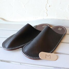 Mサイズ ハンドメイド オールレザー 革底 スリッパ 655の画像