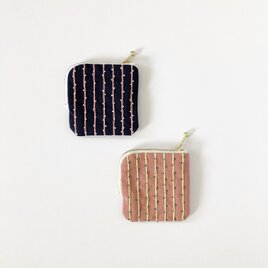ミニポーチ[新芽×ストライプ] Navyの画像